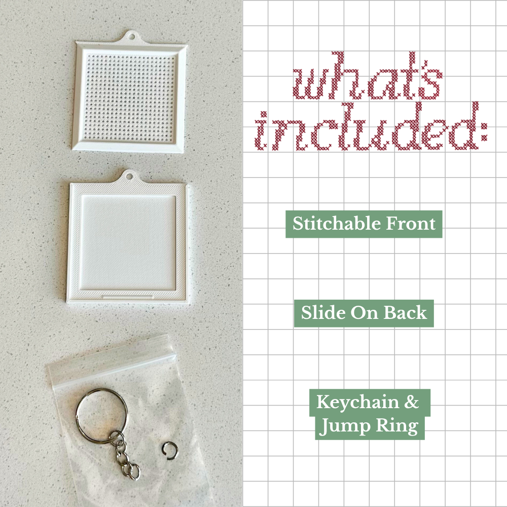 Stitchable Keychain – 3D Printed Cross Stitch Mini Frame Keychain