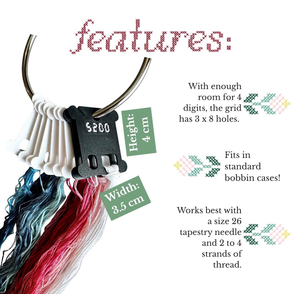 Stitchable Embroidery Floss Drop – 3D Printed Thread Organizer for Cross Stitch