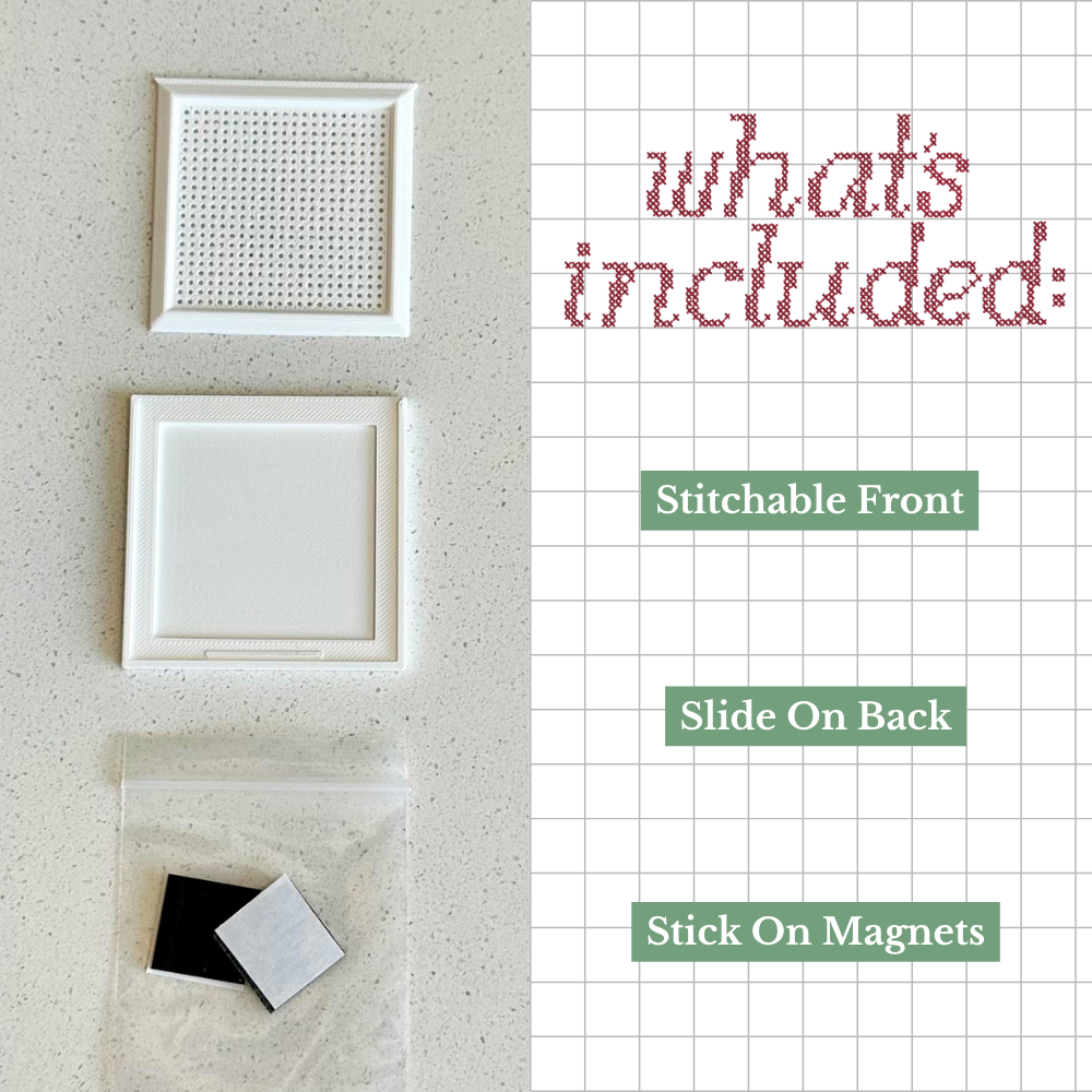 Stitchable Fridge Magnet – 3D Printed Cross Stitch Mini Frame Magnet