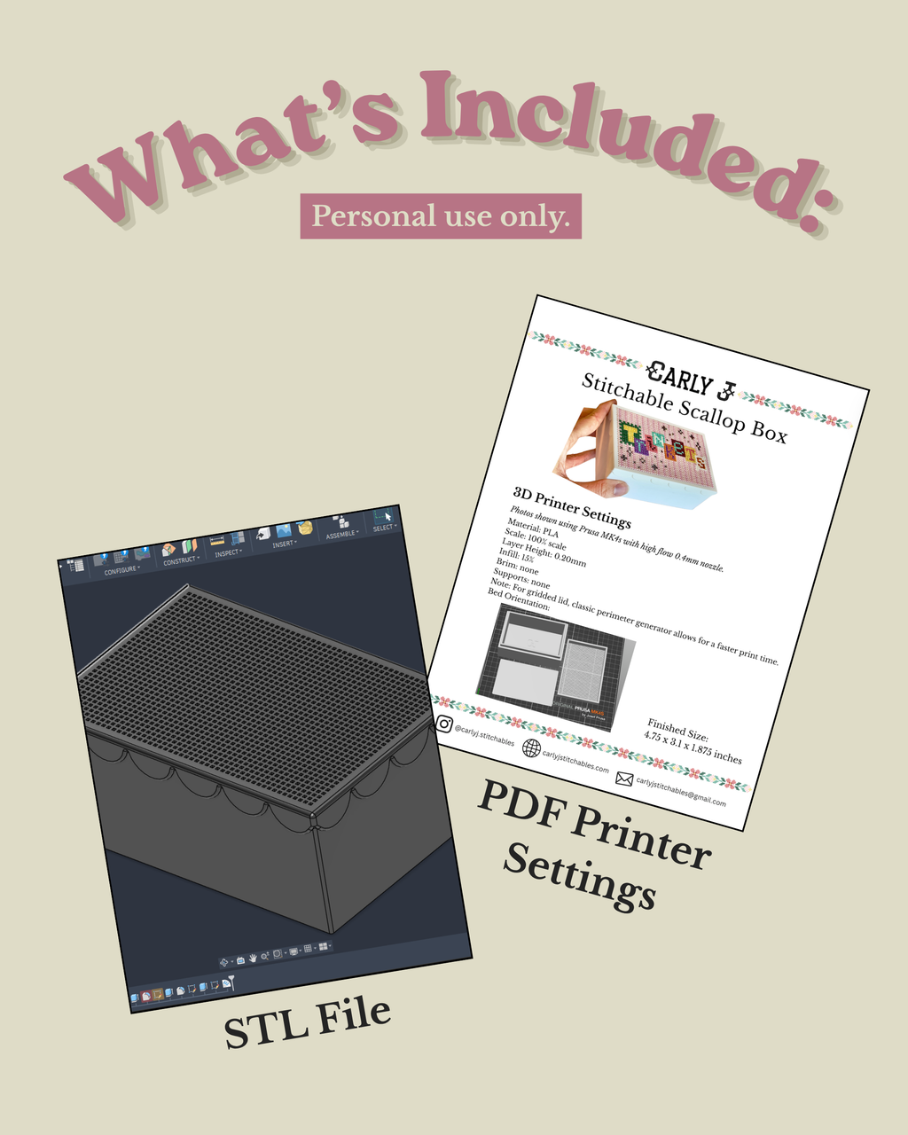 Stitchable Scallop Box - STL Download - Personal Use
