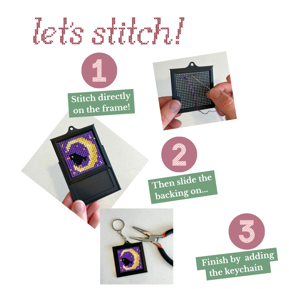 Stitchable Keychain – STL File Instant Download – 3D Print Cross Stitch Keychain