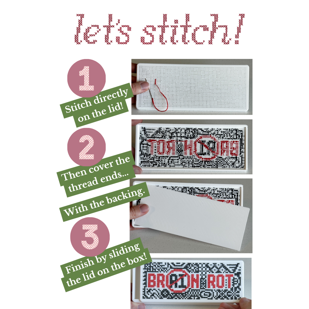 Stitchable Pencil Box – STL File Instant Download – 3D Print Cross Stitch Desk Organizer