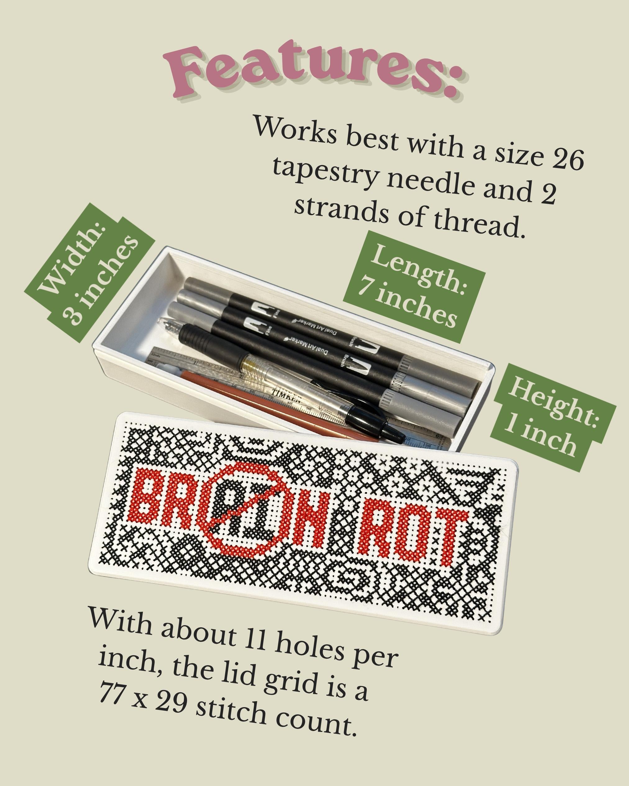 Stitchable Pencil Box - Writing Utensil Holder