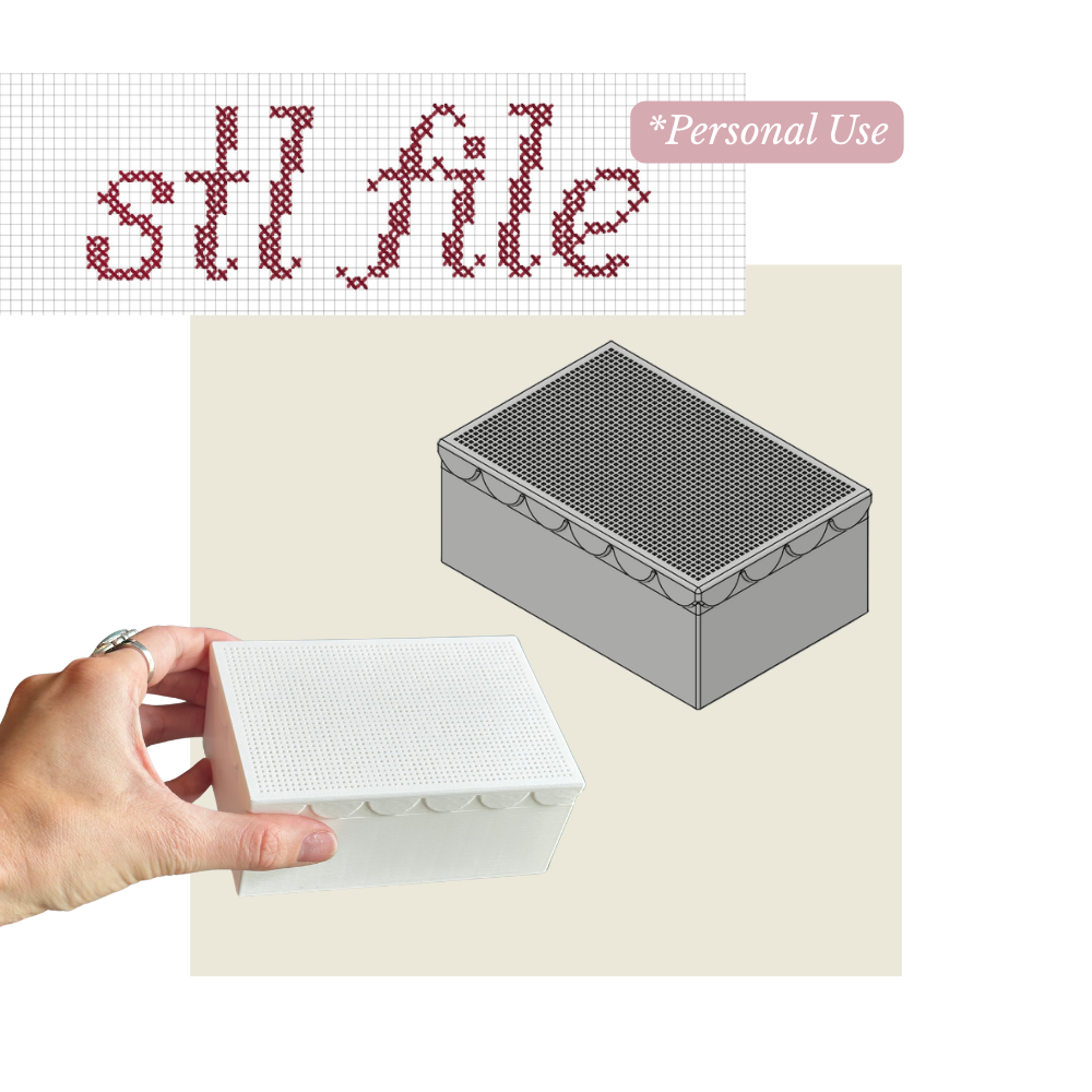Stitchable Scallop Box – STL File Instant Download – 3D Print Cross Stitch Box
