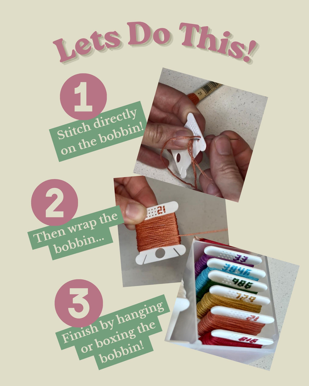 Stitchable Bobbin - Embroidery Floss Bobbin - Digital Download