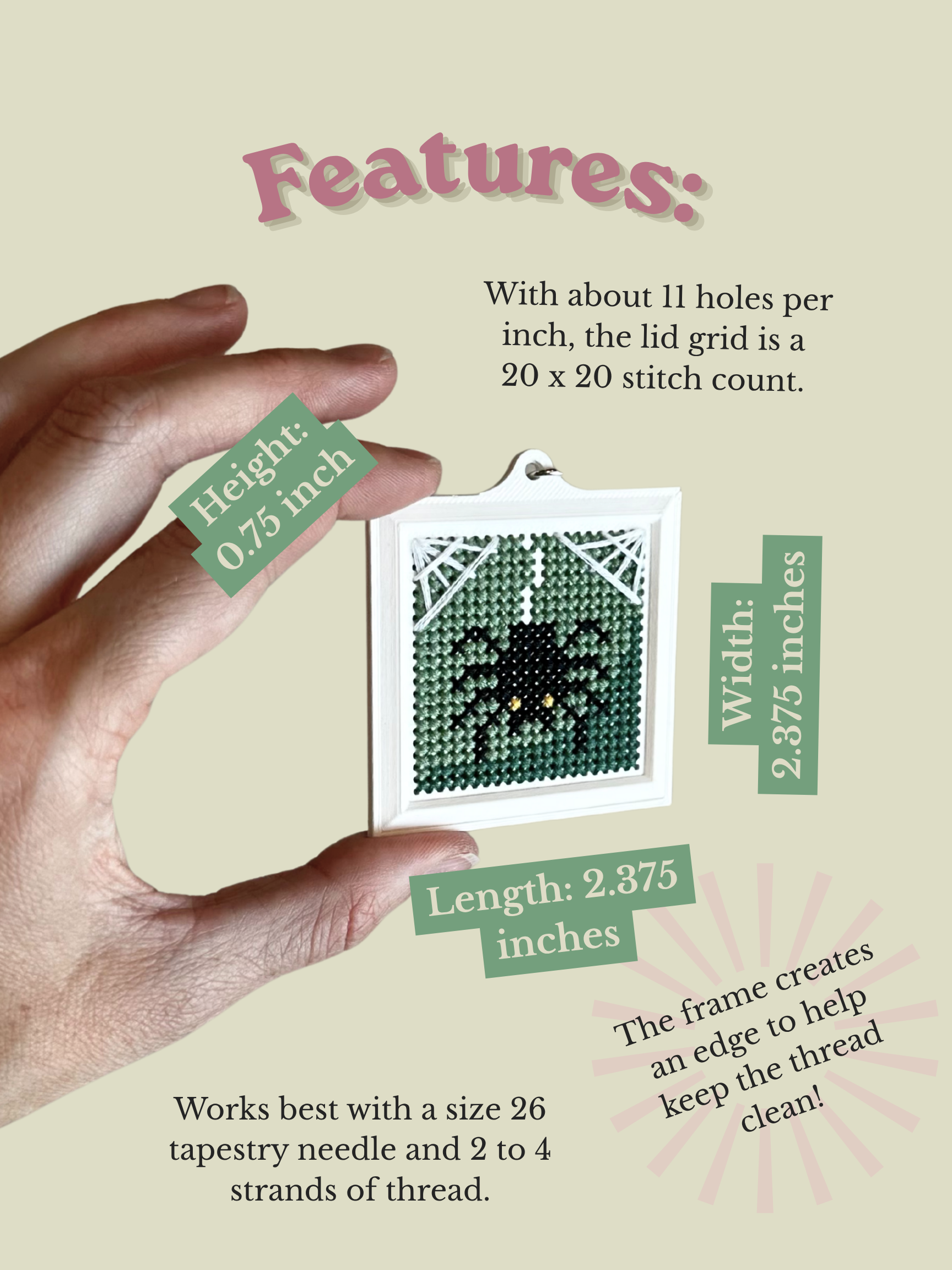 Stitchable Tiny Frame - Keychain - Magnet