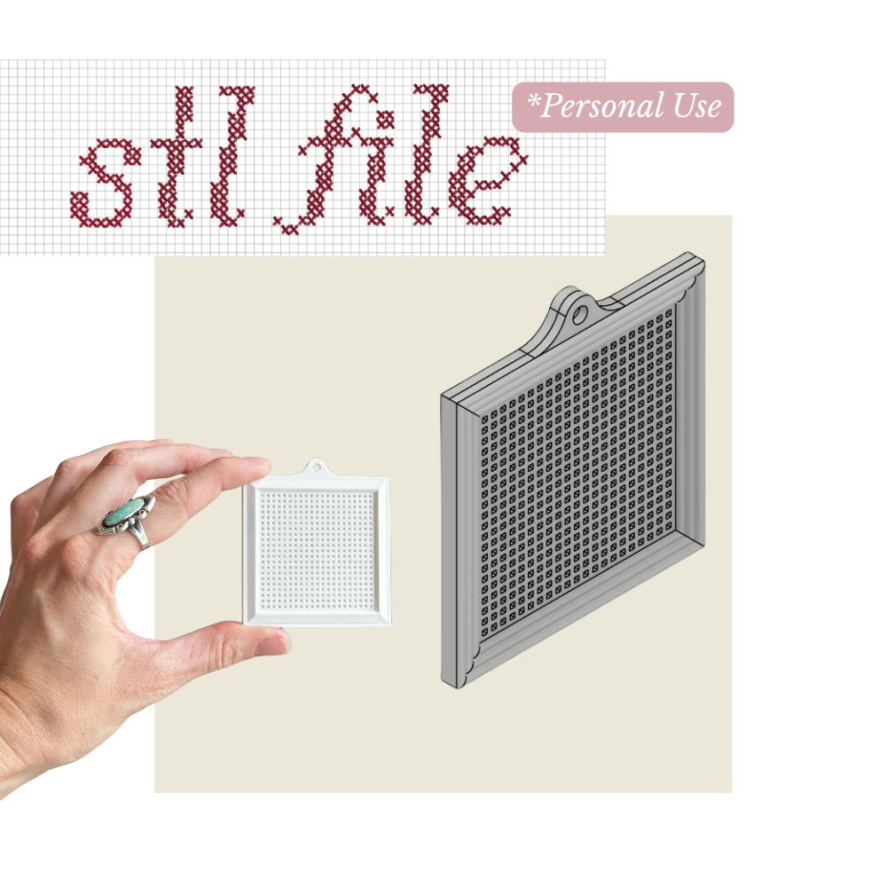 Stitchable Keychain – STL File Instant Download – 3D Print Cross Stitch Keychain