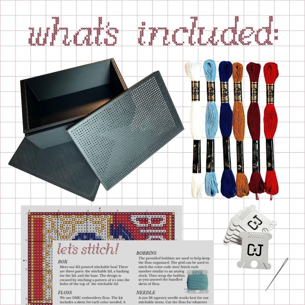 Cross Stitch Kit- Stitchable Card Box- Bicycle