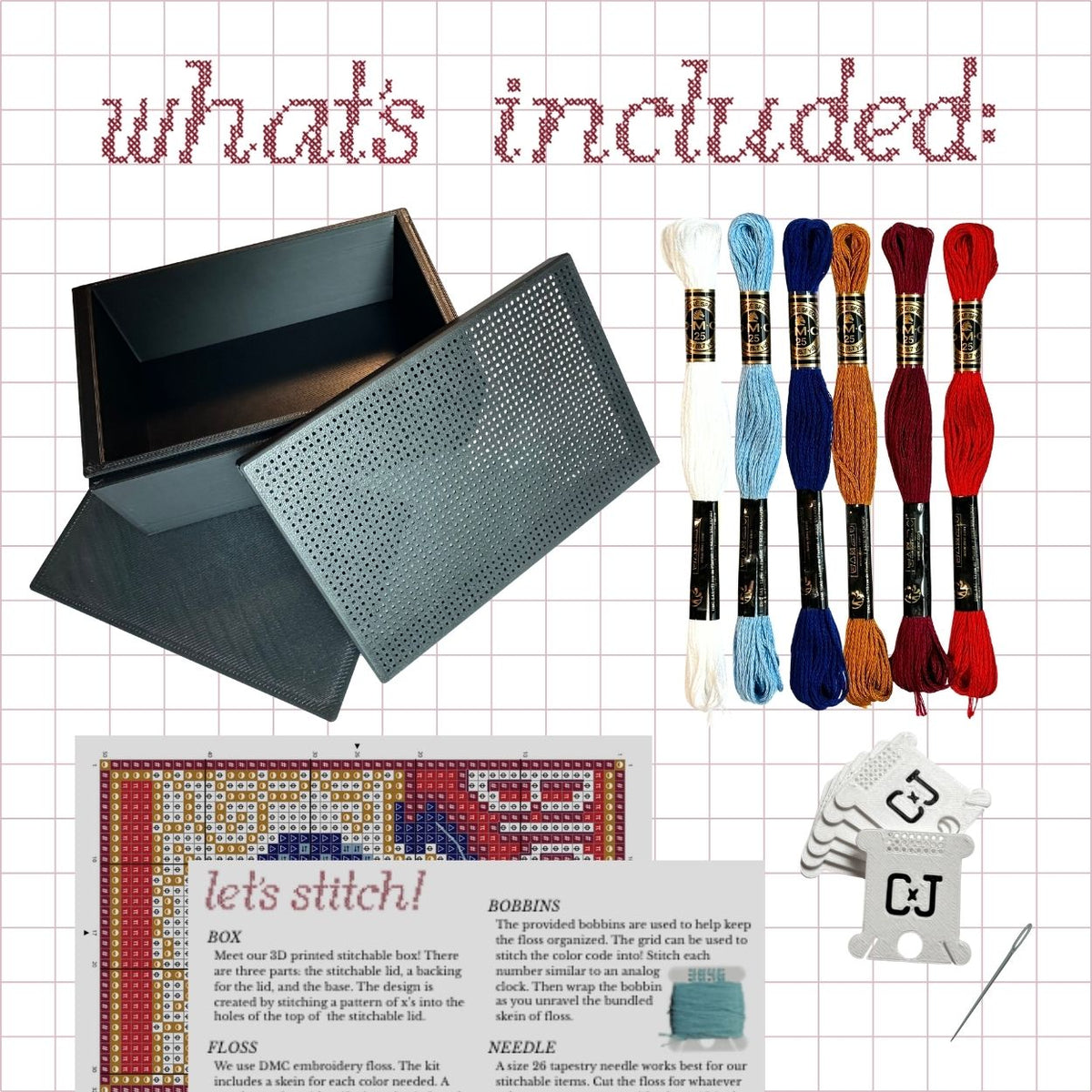 Cross Stitch Kit- Stitchable Card Box- Bicycle
