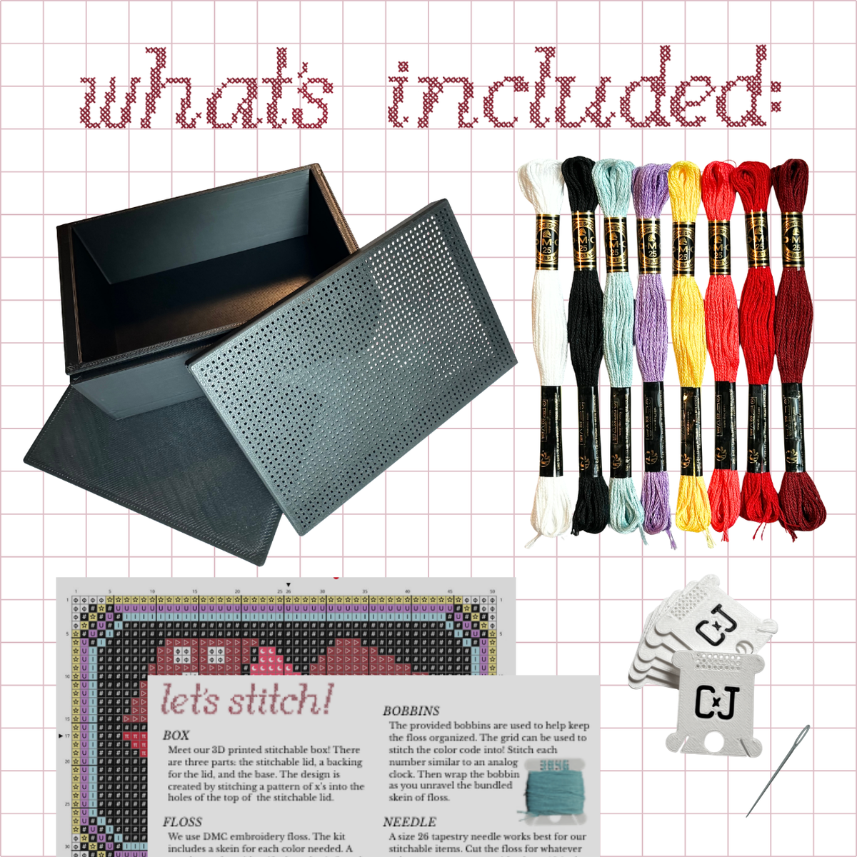 Cross Stitch Kit- Stitchable Card Box- Uno