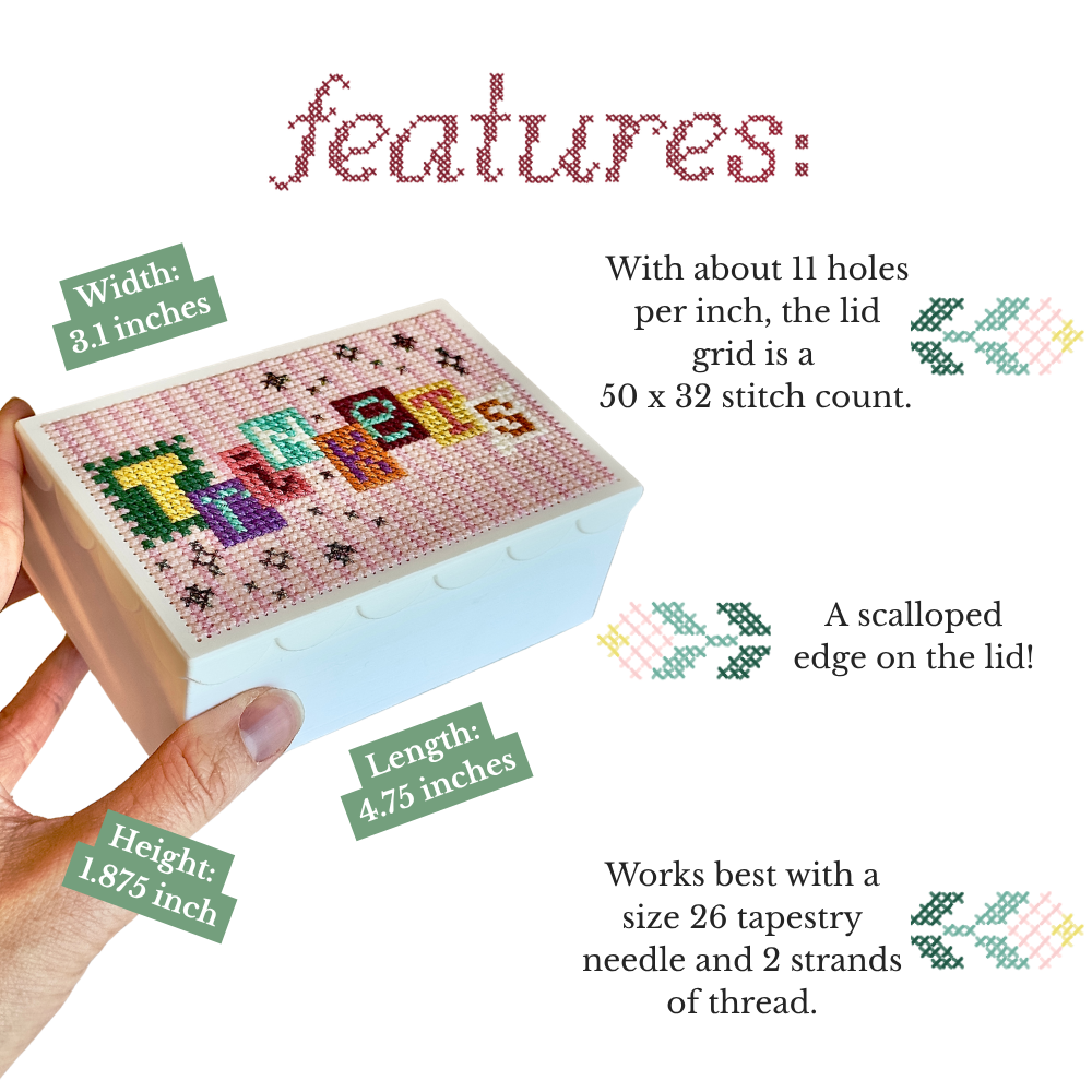Stitchable Trinket Box – 3D Printed Cross Stitch Jewelry & Keepsake Box