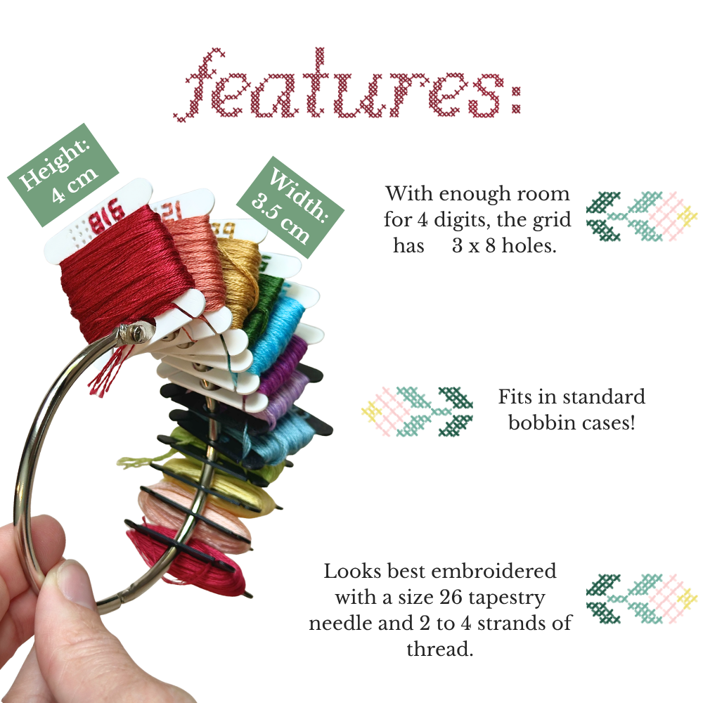 Stitchable Embroidery Floss Bobbin – 3D Printed Thread Organizer for Cross Stitch