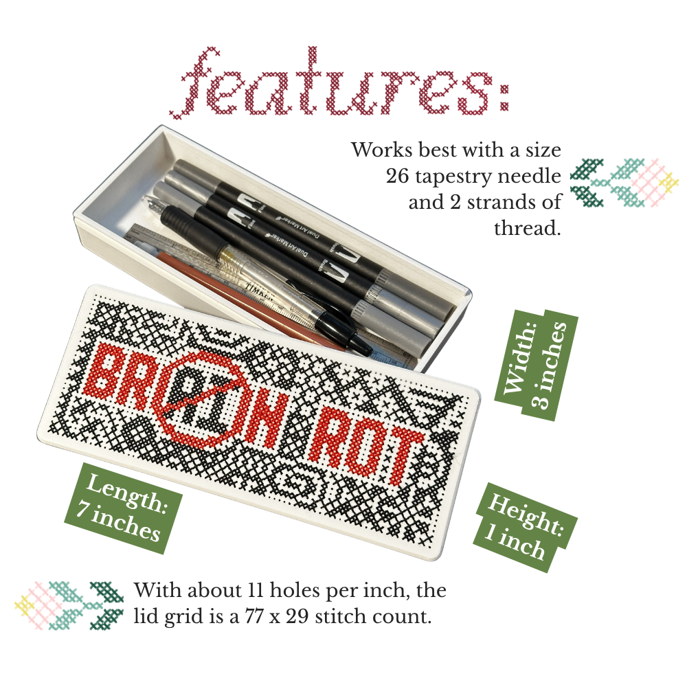 Stitchable Pencil Box – 3D Printed Cross Stitch Writing Utensil Holder