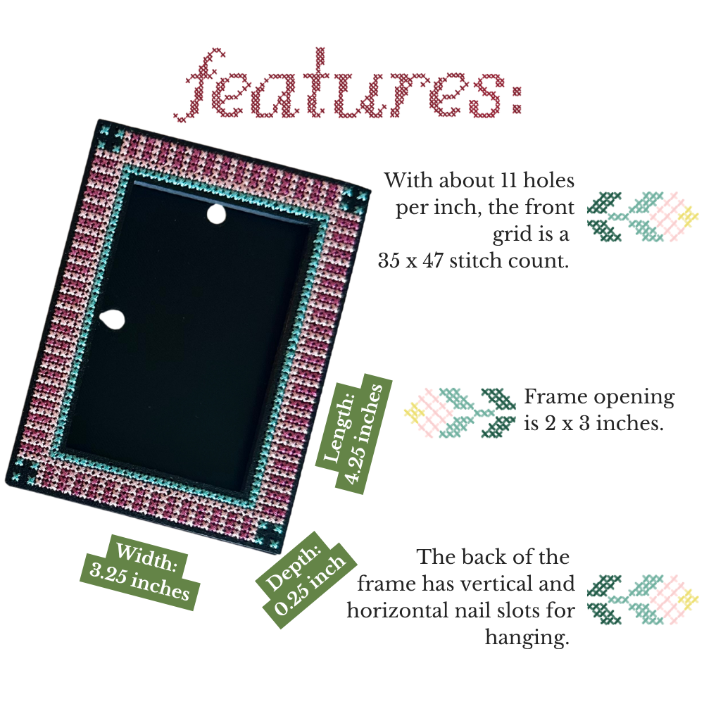 Stitchable Mini Photo Frame – Set of 2 – 3D Printed Cross Stitch Polaroid Frame
