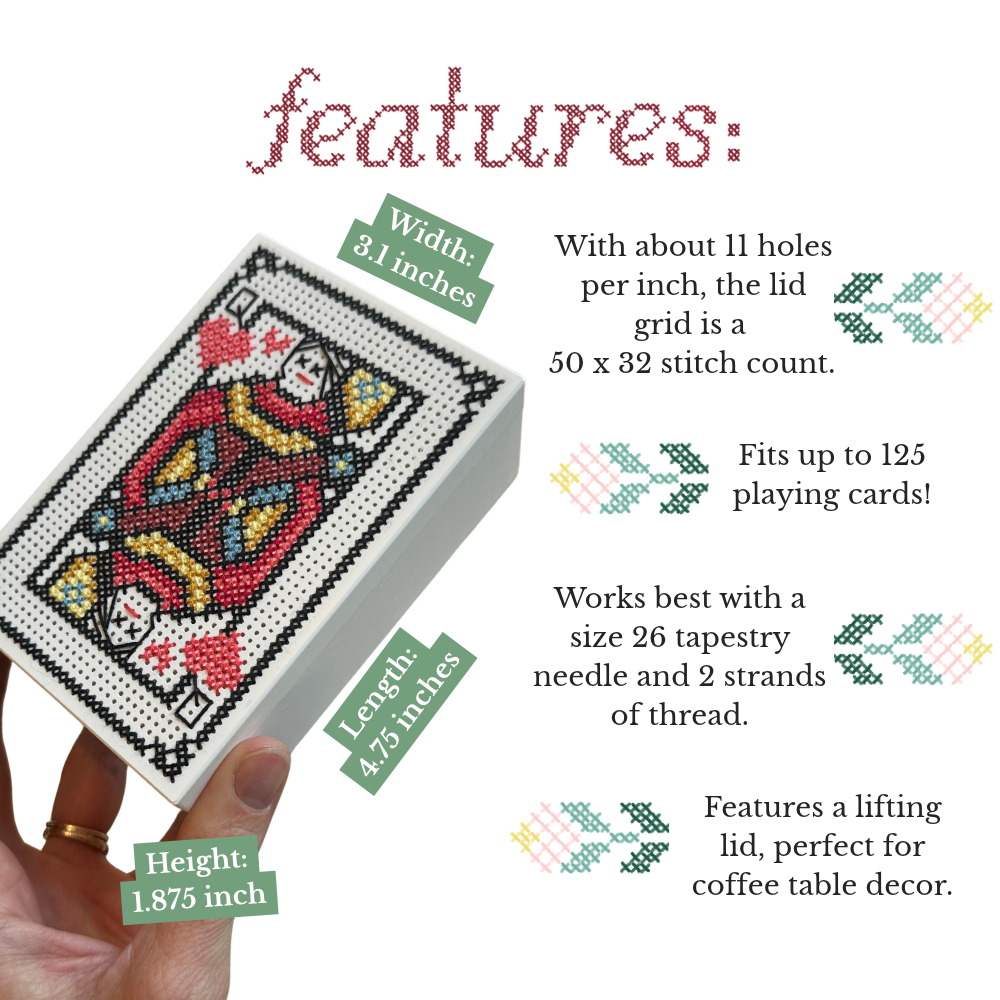 Stitchable Card Game Box – Lifting Lid - Cross Stitch Blank