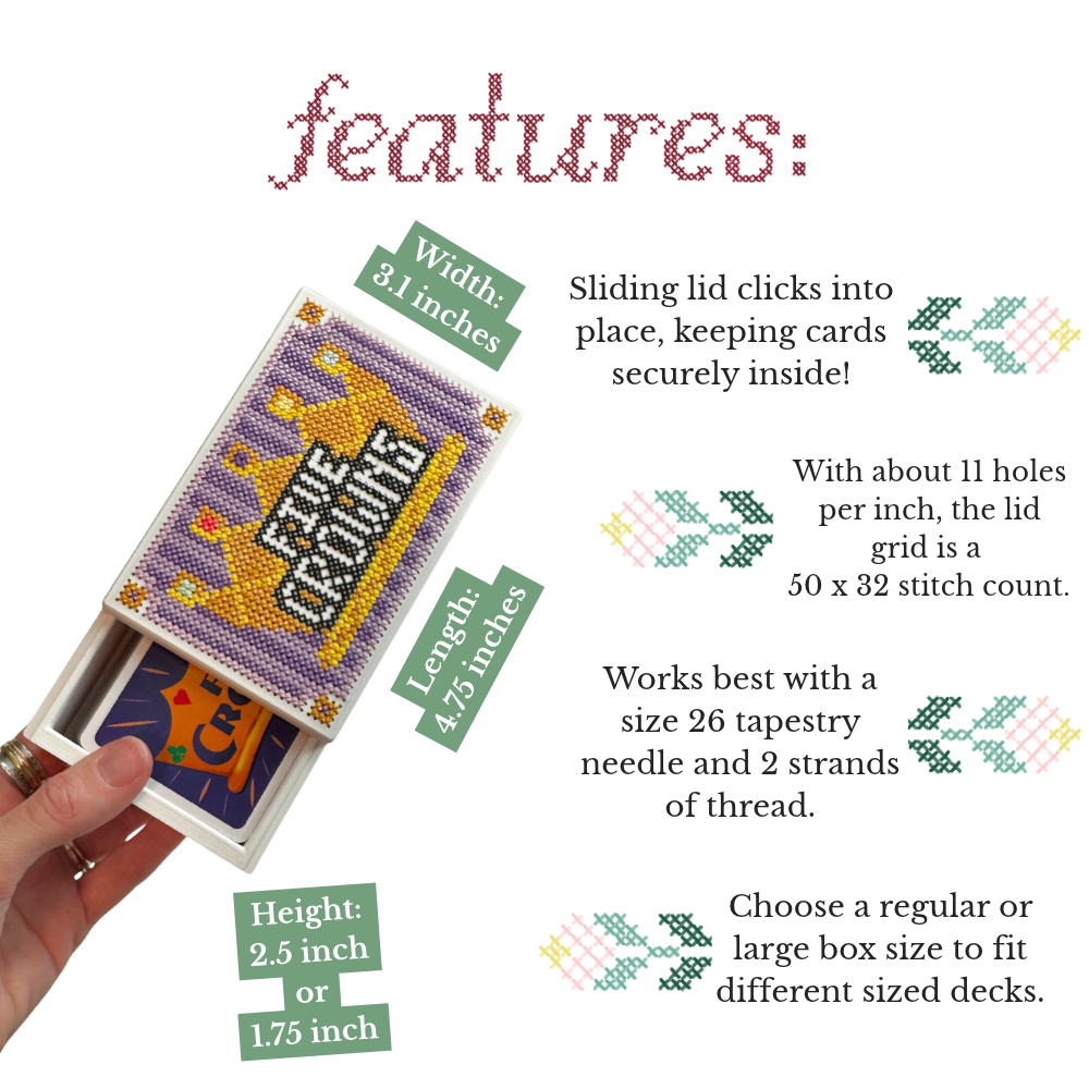 Stitchable Card Game Box - Sliding Lid - Cross Stitch Blank