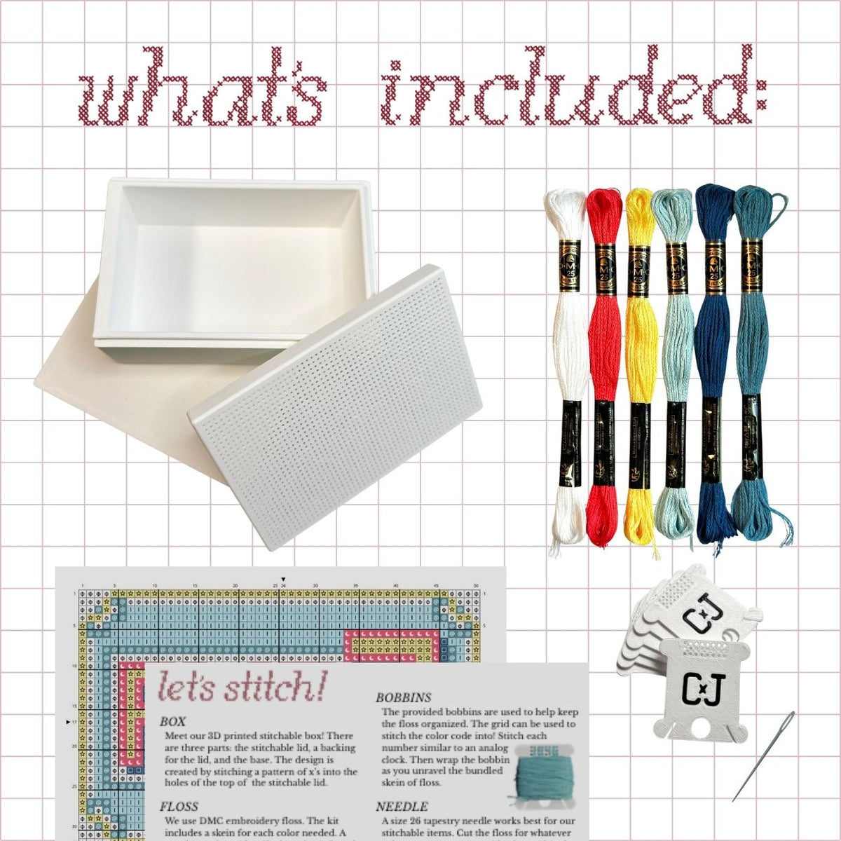 Cross Stitch Kit- Stitchable Card Box- Flip 7