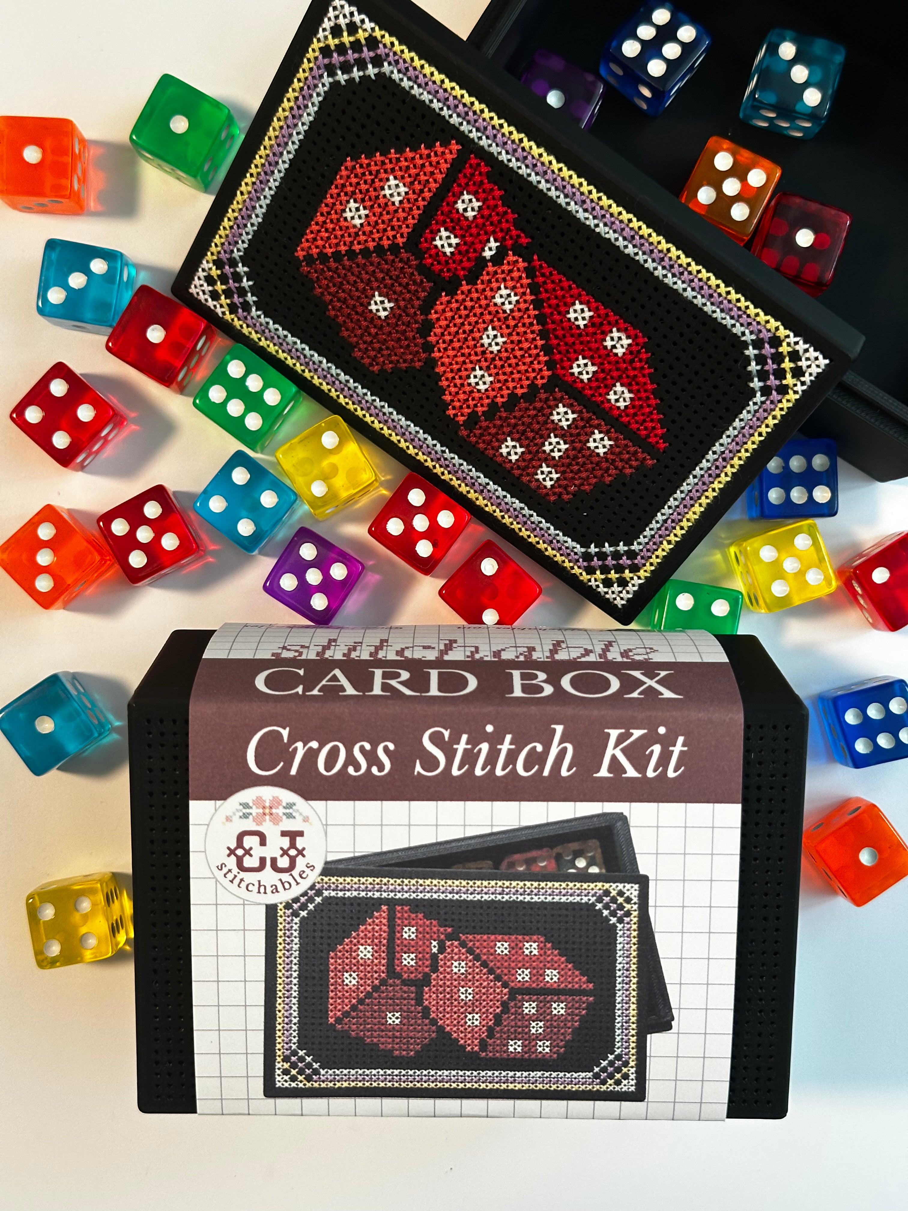 Cross Stitch Kit- Stitchable Card Box- Dice