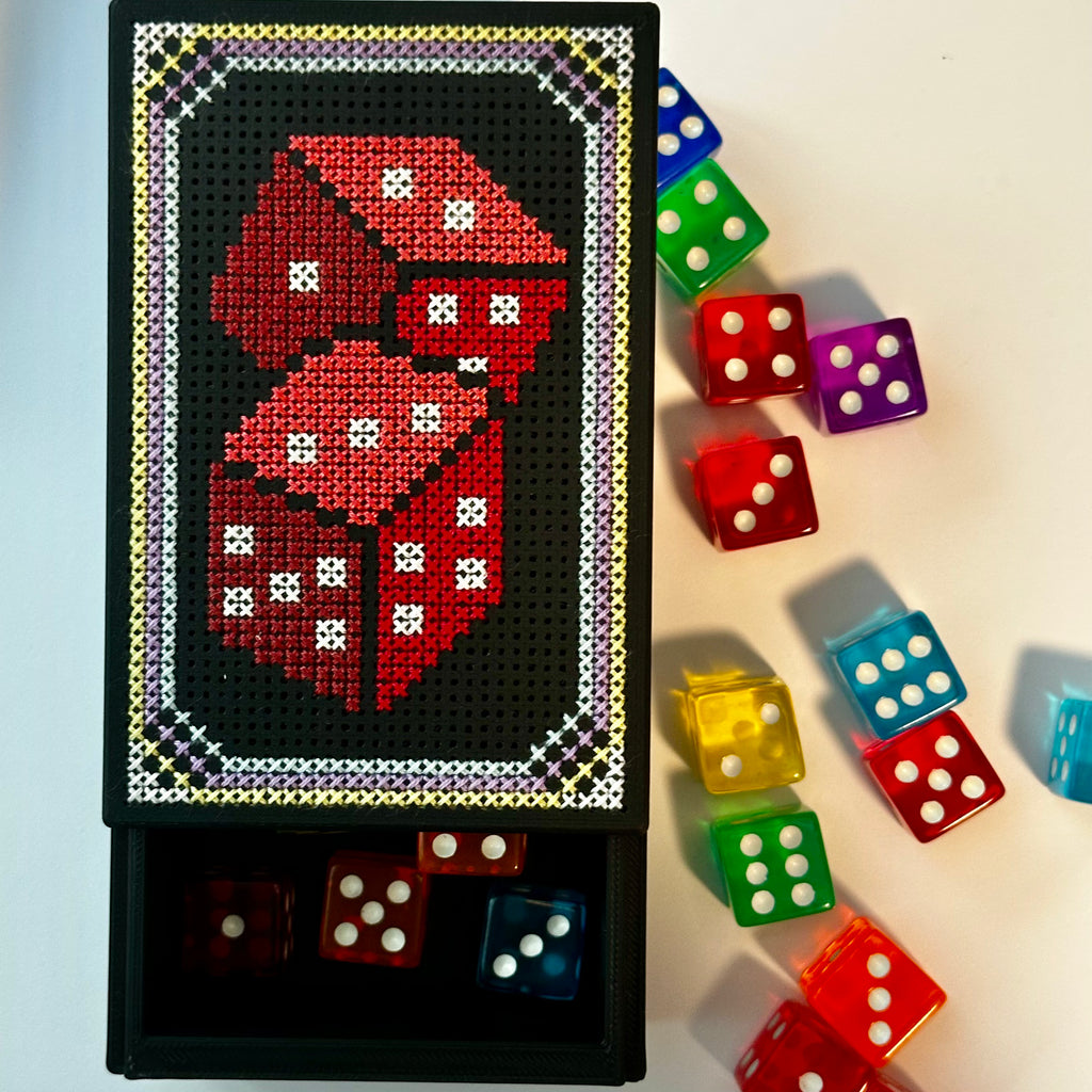 Cross Stitch Kit- Stitchable Card Box- Dice