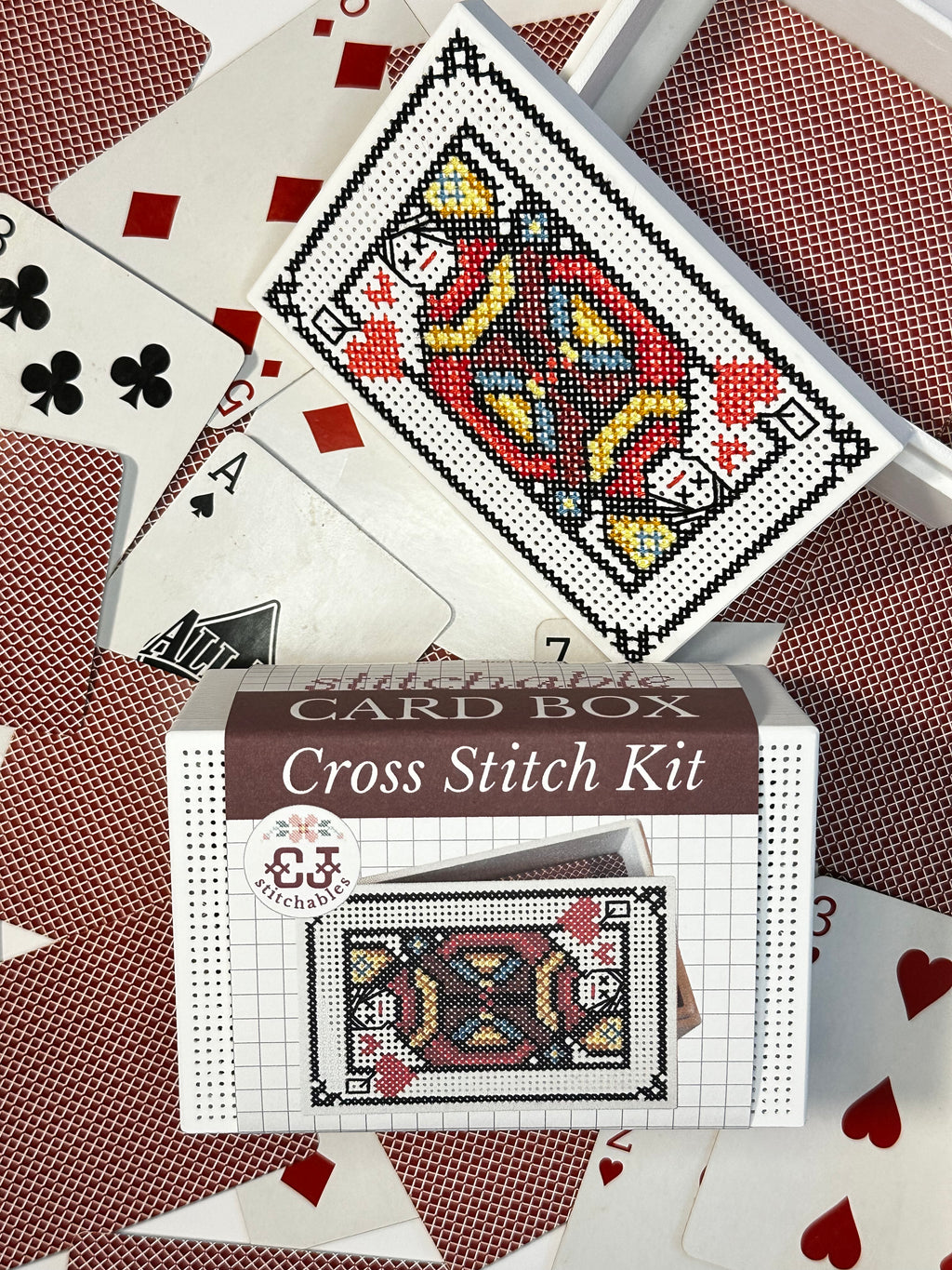 Cross Stitch Kit- Stitchable Card Box- Face Cards