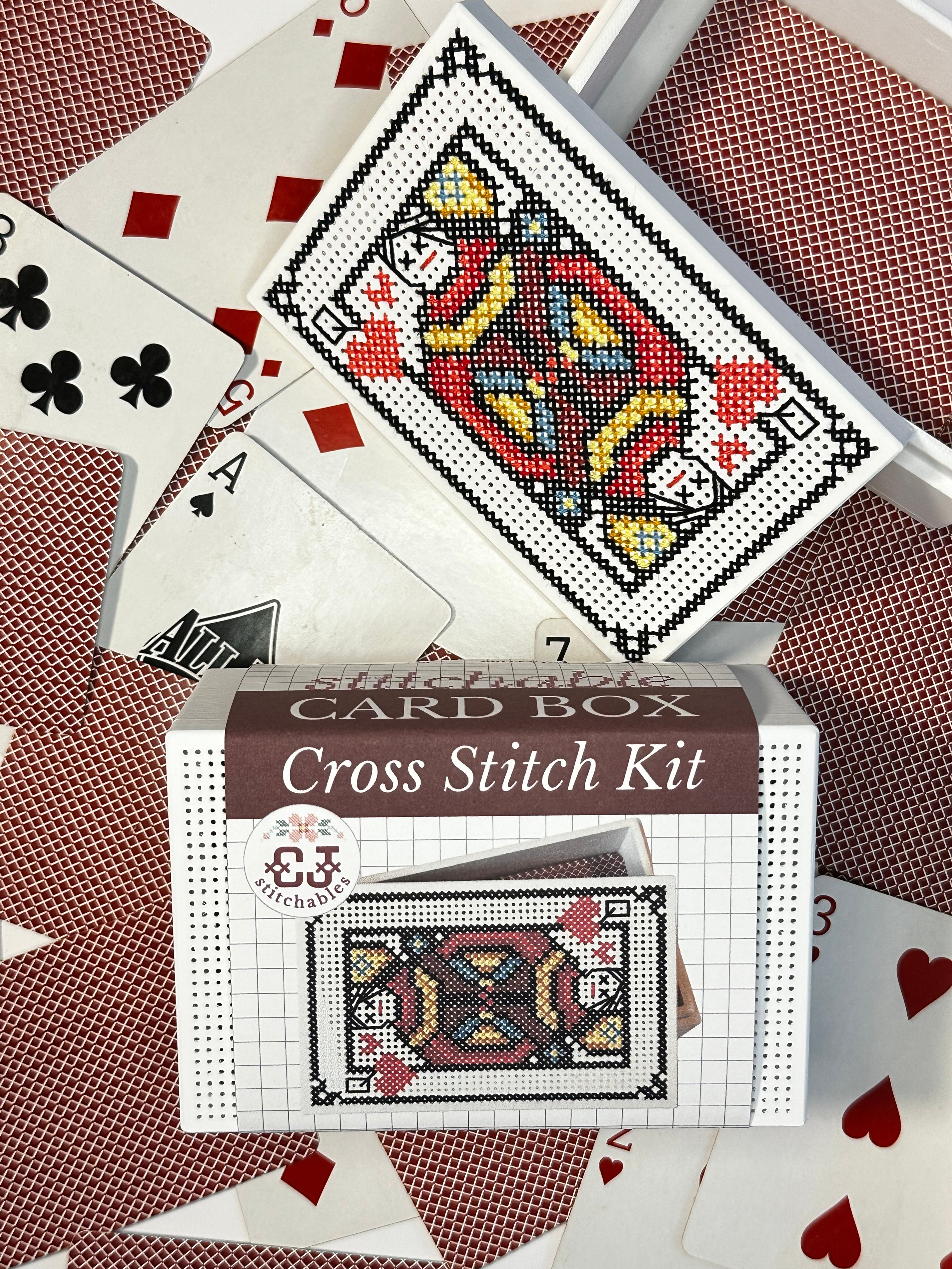 Cross Stitch Kit- Stitchable Card Box- Face Cards
