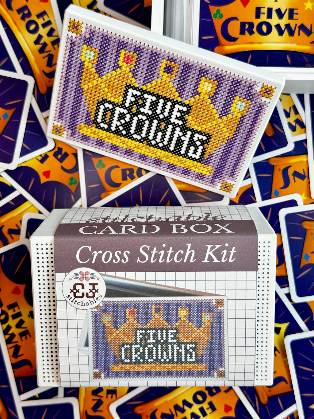 Cross Stitch Kit- Stitchable Card Box- Five Crowns