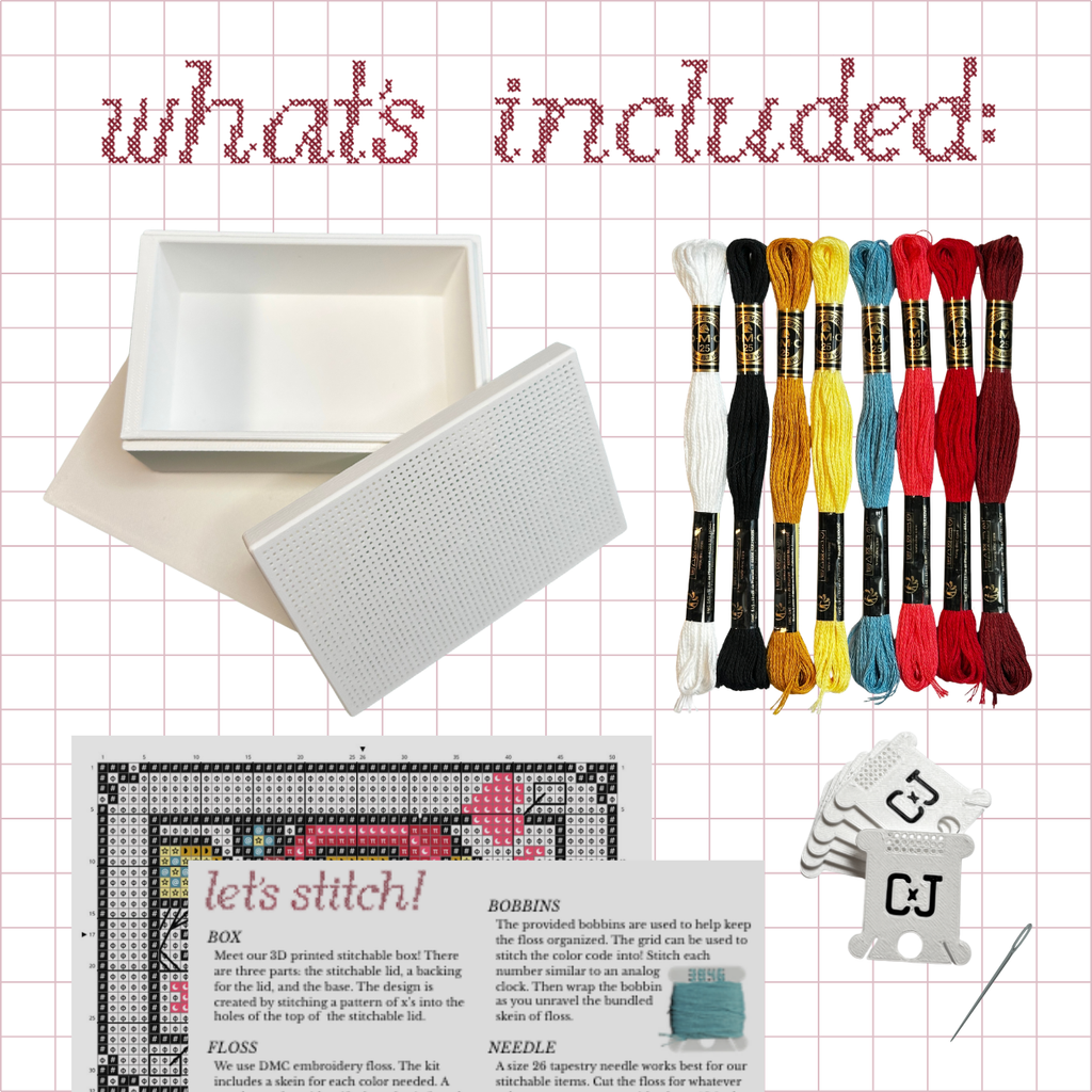 Cross Stitch Kit- Stitchable Card Box- Face Cards