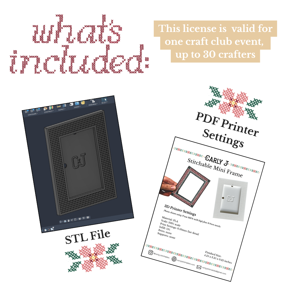 Stitchable Mini Frame- STL Download - Craft Club Use