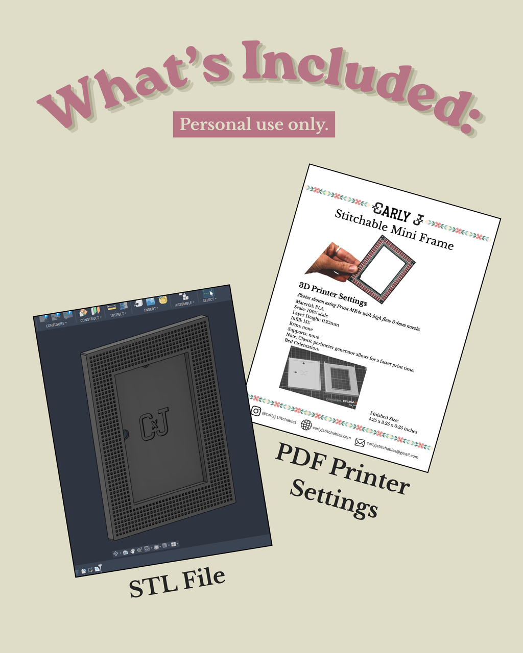 Stitchable Mini Frame - 3D Print Download - Personal Use