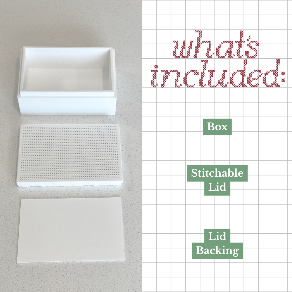 Stitchable Trinket Box – 3D Printed Cross Stitch Jewelry & Keepsake Box