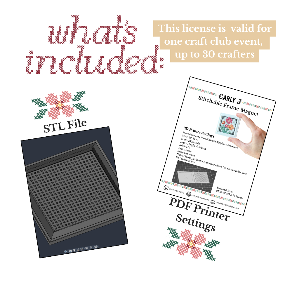 Stitchable Magnet - STL Download - Craft Club Use