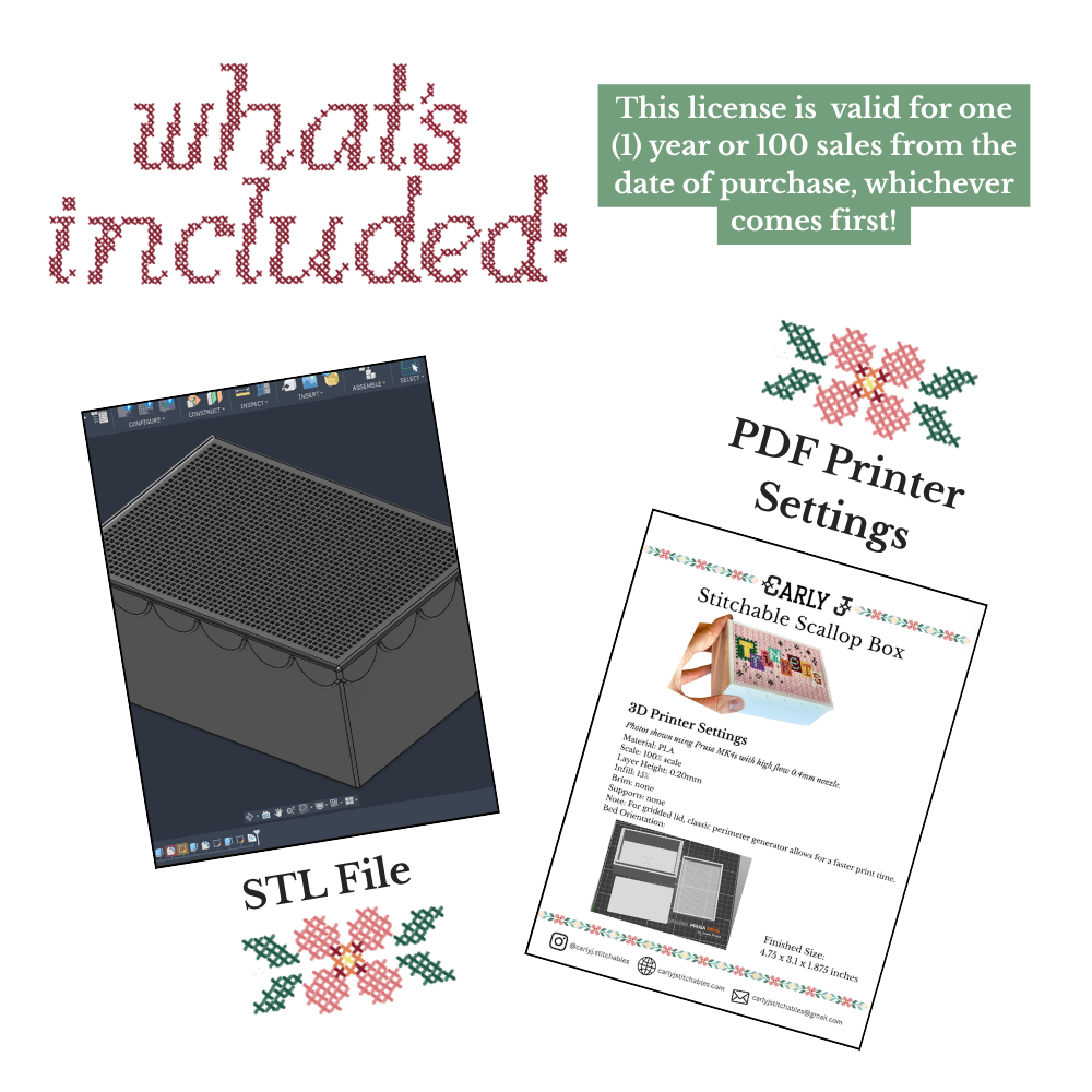 Stitchable Scallop Box STL File – Commercial Use License