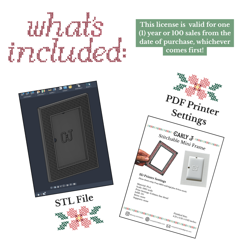 Stitchable Mini Frame – STL File Download - Commercial Use