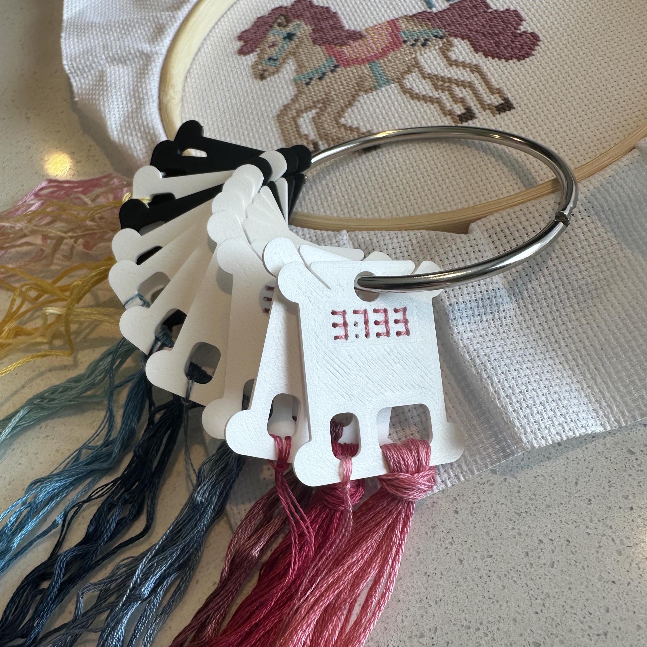 Stitchable Embroidery Floss Drop – 3D Printed Thread Organizer for Cross Stitch