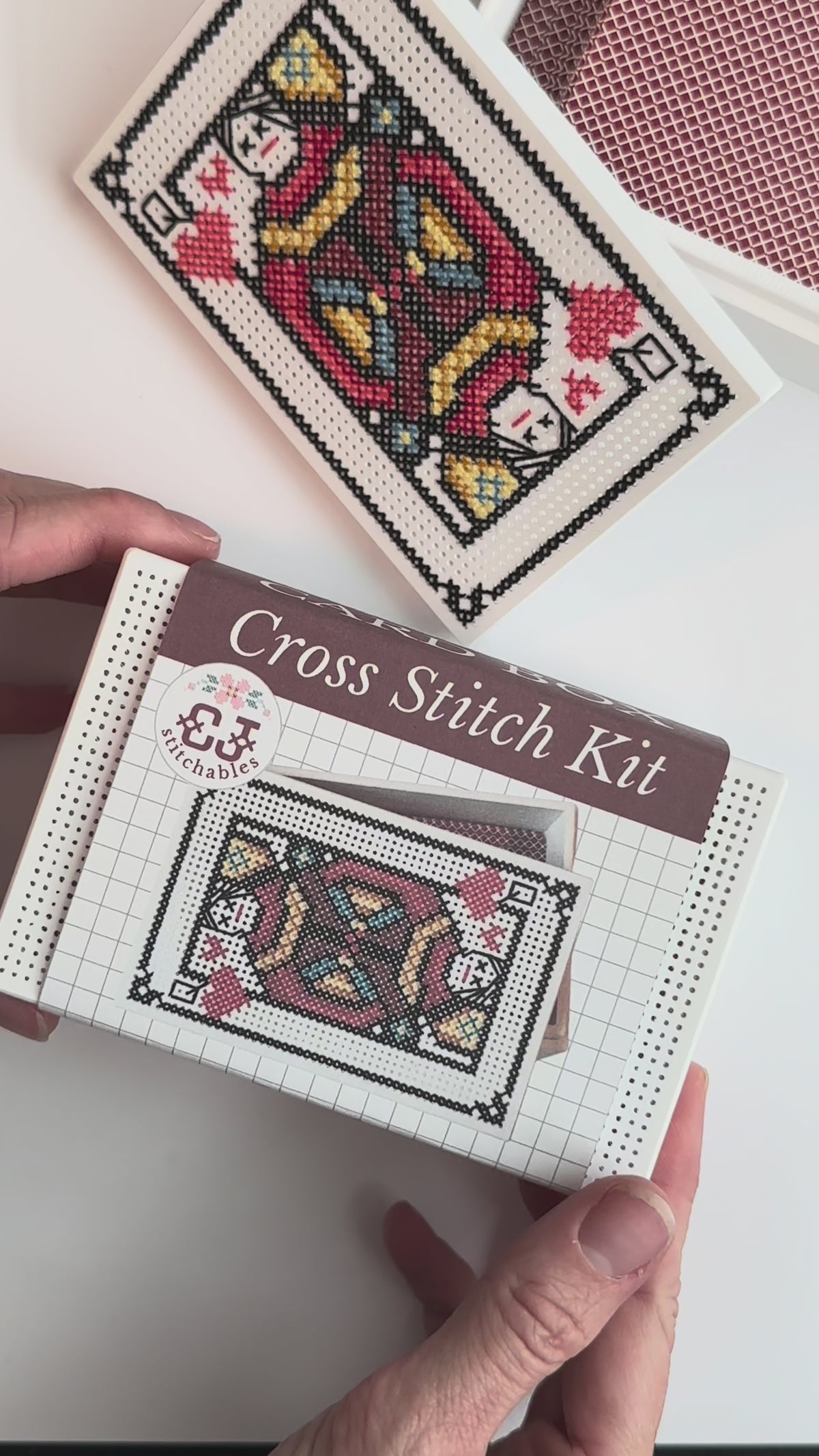 Cross Stitch Kit- Stitchable Card Box- Face Cards