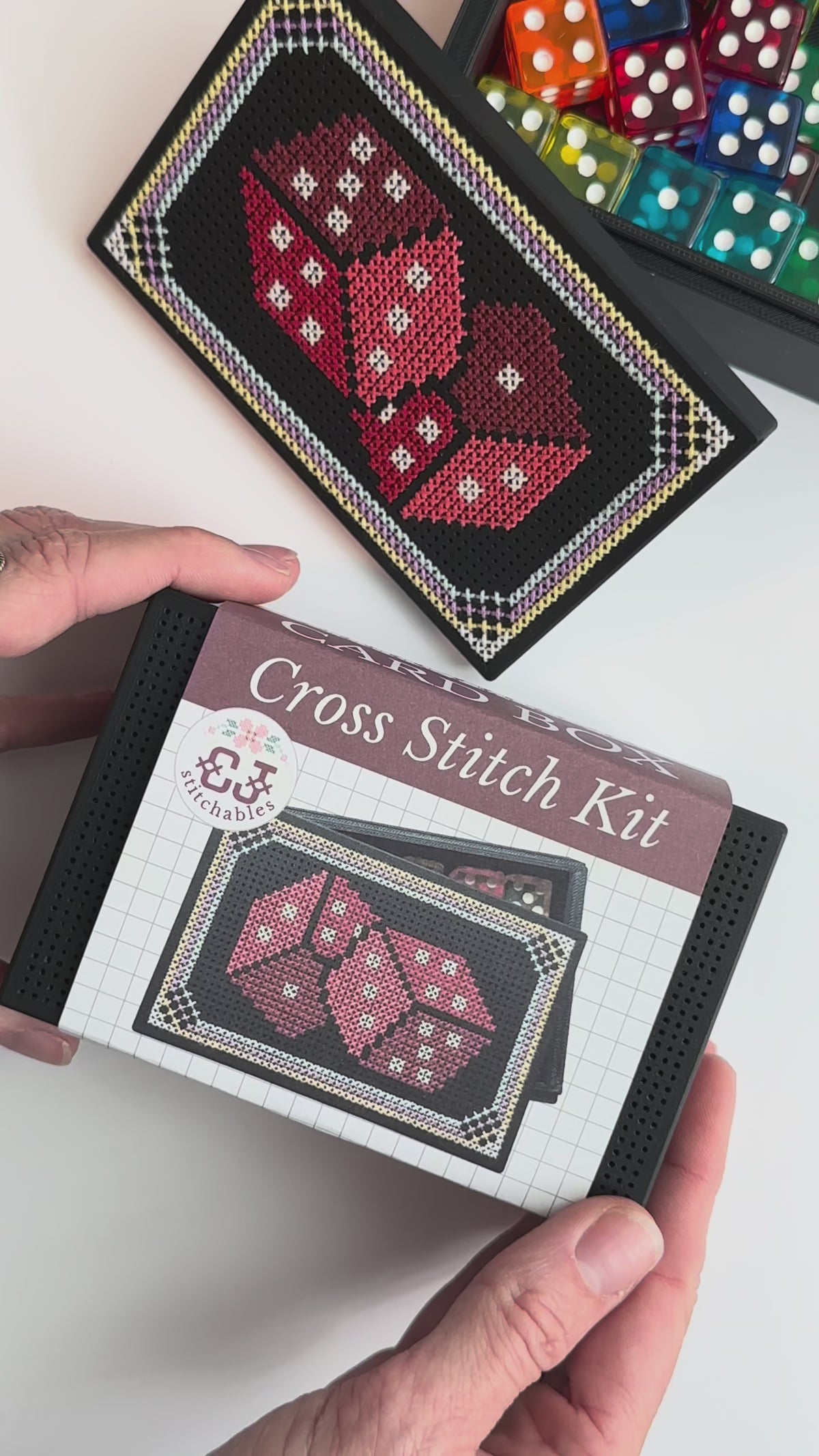 Cross Stitch Kit- Stitchable Card Box- Dice