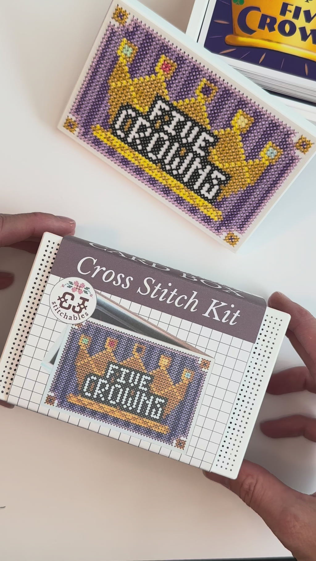Cross Stitch Kit- Stitchable Card Box- Five Crowns