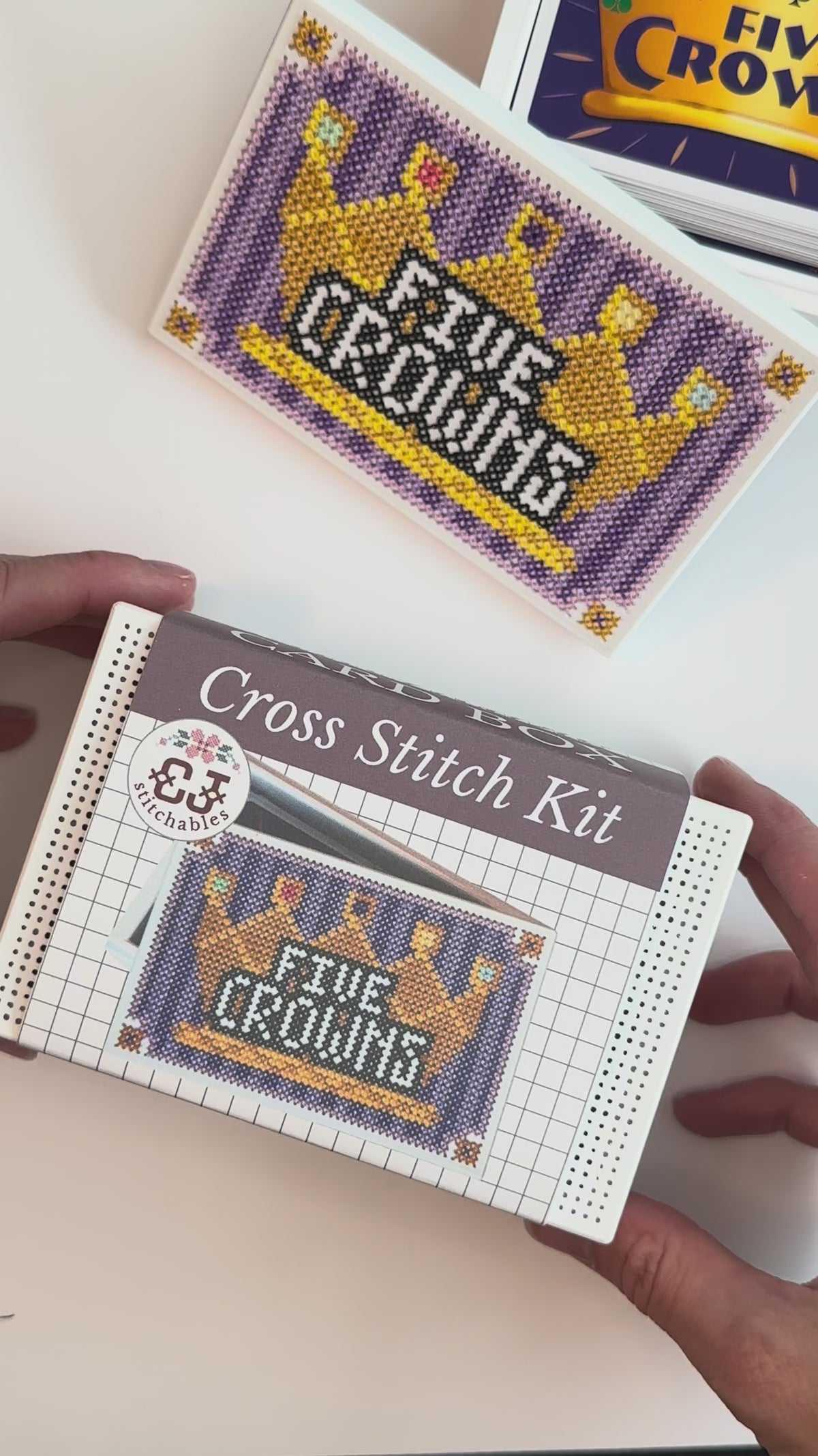 Cross Stitch Kit- Stitchable Card Box- Five Crowns